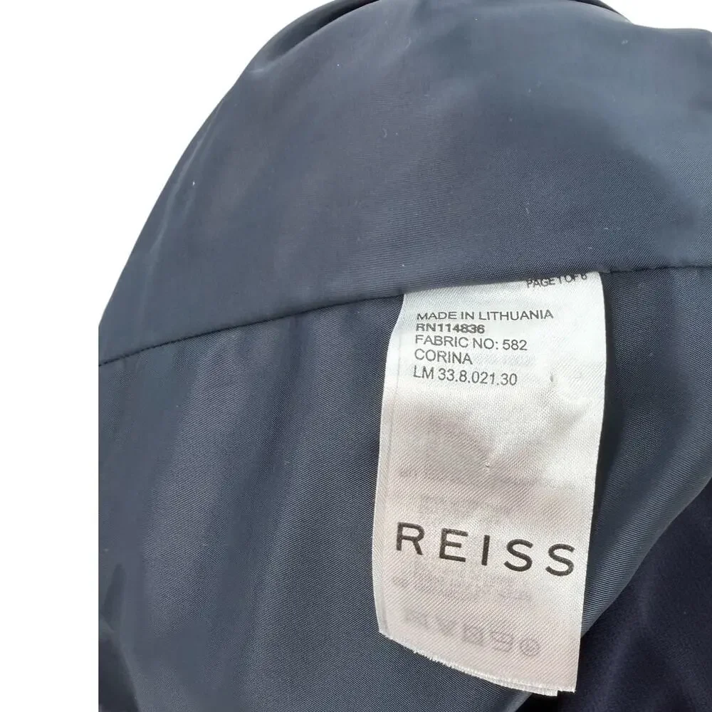 Reiss Corina Halter Neck Wide Leg Jumpsuit Night Navy Tie Waist US 10
